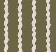 Scroll Stripe Hunter Fabric – 100% Linen, 144 cm Width
