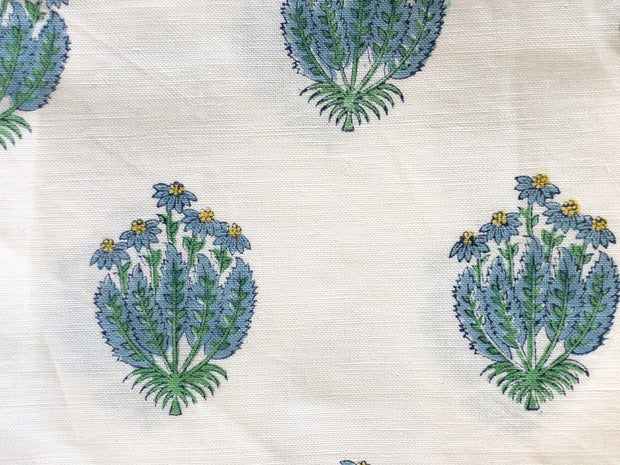Indigo on Ivory Buti Flower Fabric - Cotton Linen Blend | Supply Showroom