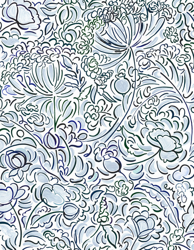 Blue - The Wild Field - Linen Cotton Nylon Blend Fabric - Premium Quality | Supply Showroom