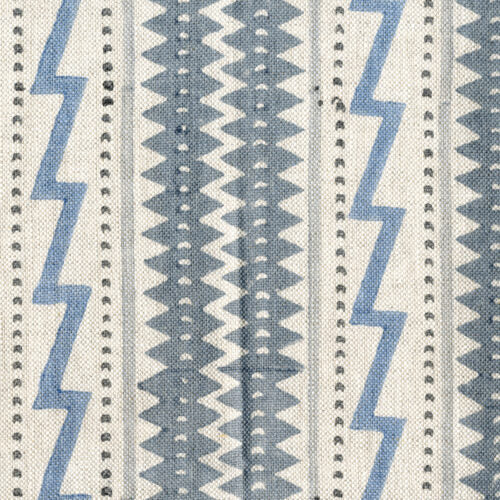 Soft Blues Chaand Stripe Fabric in Indian Linen | By the Yard