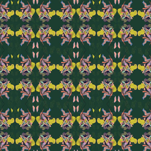 Dragonflower Green - Linen Cotton Fabric - Premium Quality | Supply Showroom
