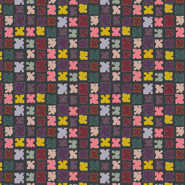 Grape - Patchwork - Linen Cotton Fabric - Premium Quality | Supply Showroom