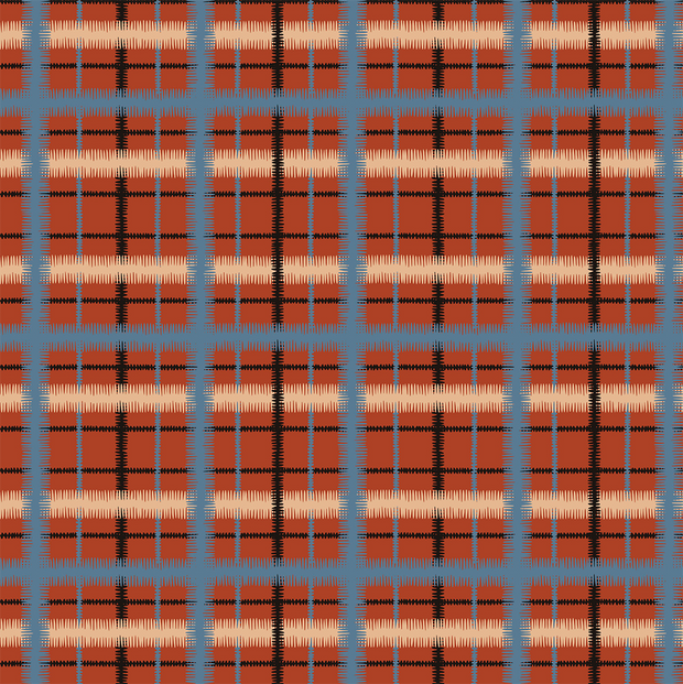 Paprika - Squiggle Tartan Grand - Linen Cotton Fabric - Premium Quality | Supply Showroom