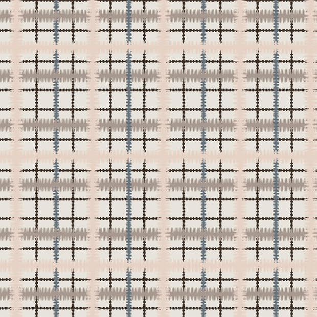 Powder - Squiggle Tartan Grand - Linen Cotton Fabric - Premium Quality | Supply Showroom