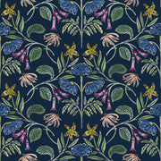 Navy Bloom Wallpaper – Clay Coated Single Roll Ideal for Modern Interiors