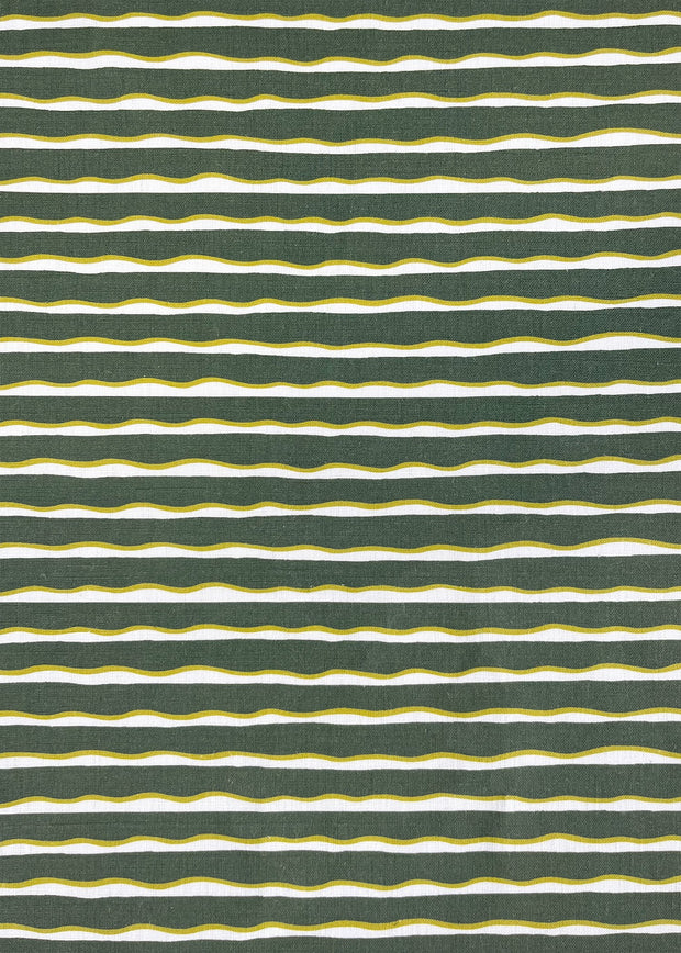 Fern Leni Stripe Fabric – Medium Linen | Sold by the Yard