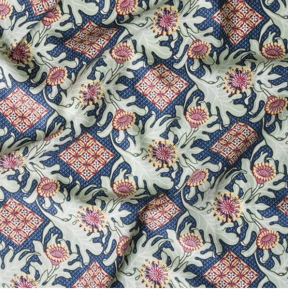 Royal - Fabric – Firewheel Trellis Linen Fabric - Premium Quality ...