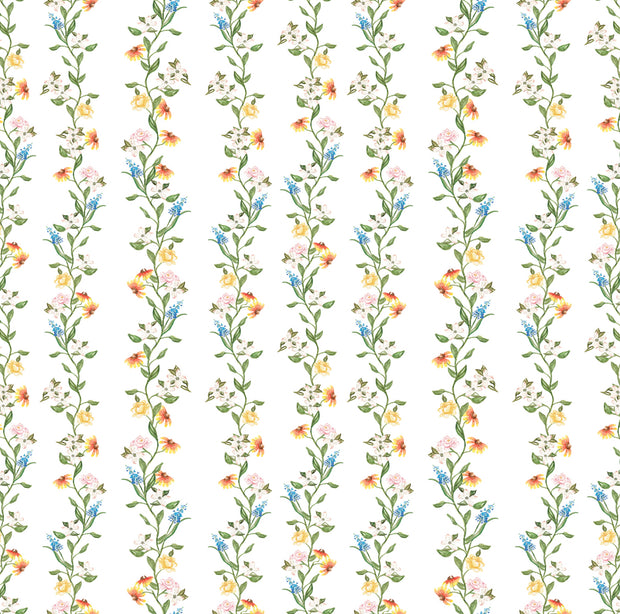 White Garden Stripe Wallpaper – Elegant Clay Coated Wall Design