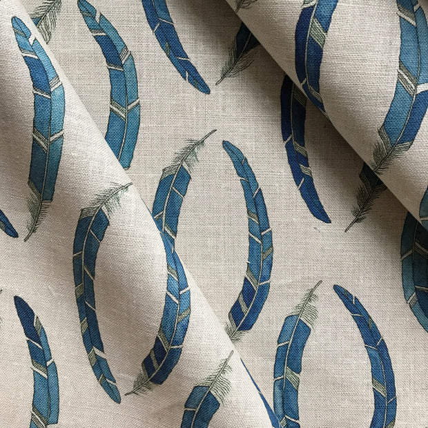 Prussian Blue on Natural Feather Wreath Fabric – 54" Wide, 3 Yard Minimum