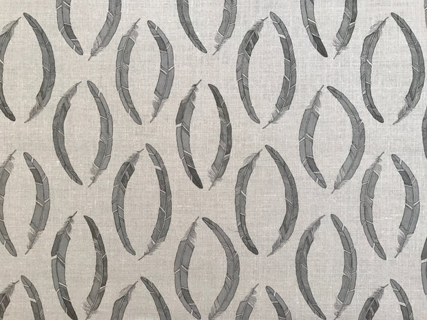 Dove Grey on Natural Feather Wreath Fabric – 54" Wide, Sold by the Yard