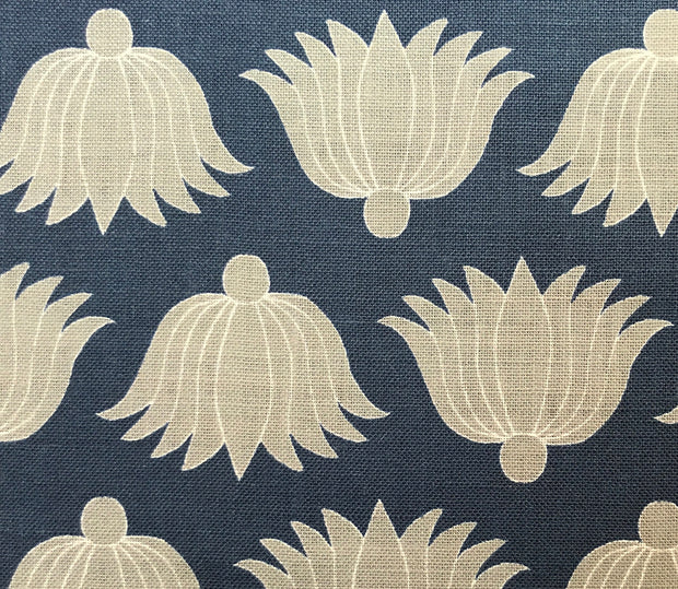 Indigo/Stone Double Lotus Fabric – Natural/Oyster, 54" Wide | Supply Showroom