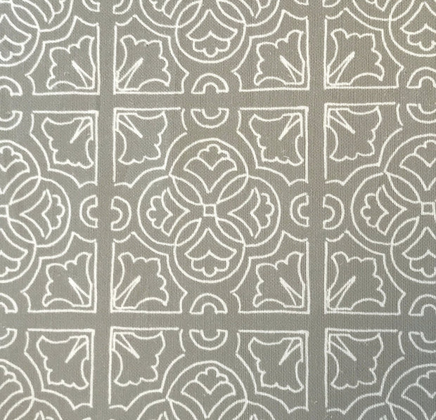Reverse Irish Tile Fabric – Stone on Natural/Oyster, 54" Wide
