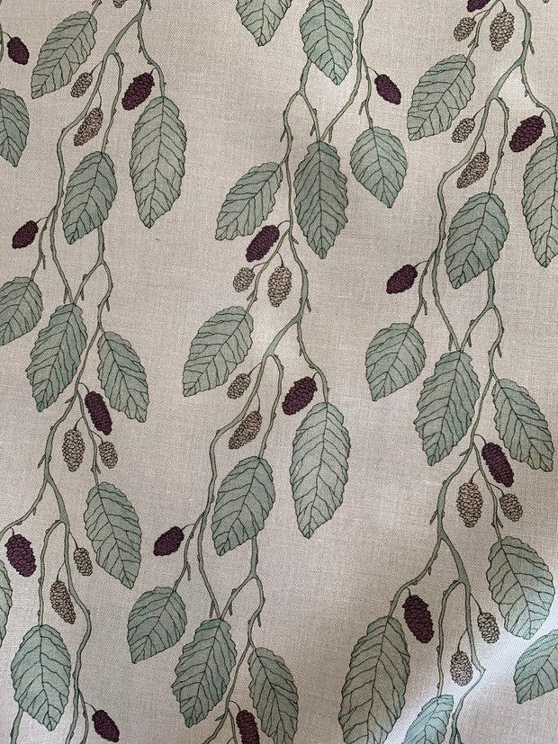 Mulberry/Leaf on Natural Mulberry Fabric – 54" Width, 3 Yard Minimum