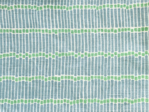 Sky/Green on Ivory Match Sticks Fabric - Cotton Linen Blend | Supply Showroom