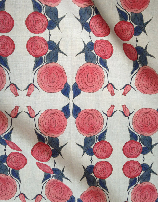 Ruby/Indigo on Natural - Ruby Rose Fabric - Premium Quality | Supply Showroom