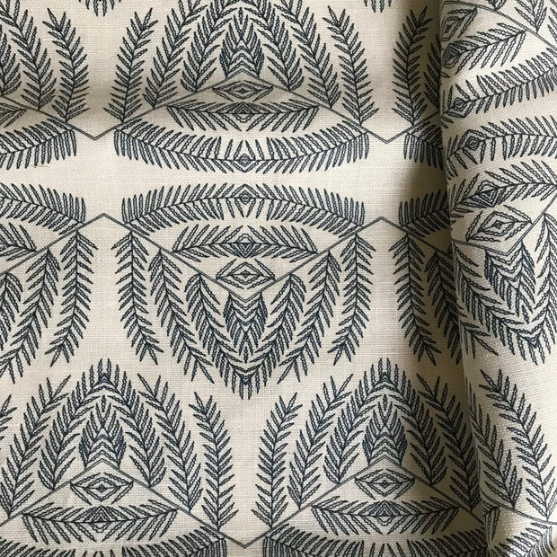 Midnight on Heavy Oyster Native Fern Fabric – 53" Wide Linen, Sold by the Yard