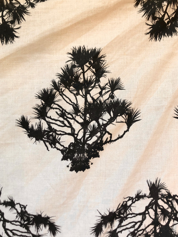 Brazil Tree Fabric – Black on Natural | 100% Linen | 54” Wide | Sold by the Yard
