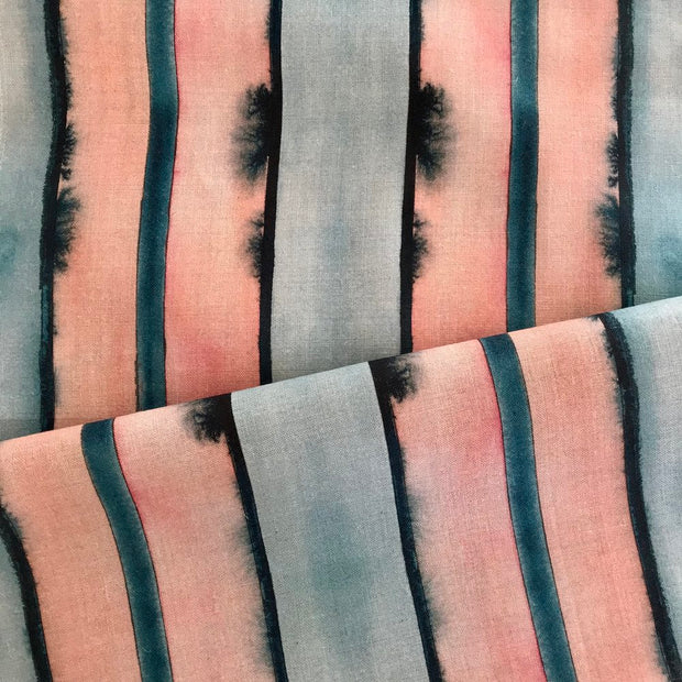 Apricot/Ink on Natural River Stripe Fabric – 54" Wide | Supply Showroom