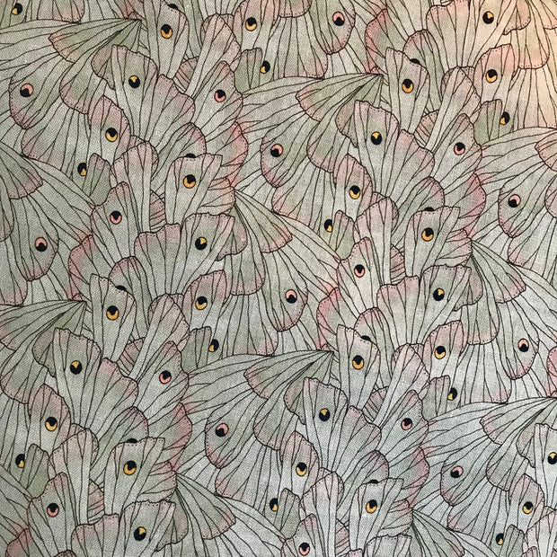 Pistachio on Natural Luna Moth Fabric – 54" Wide | Supply Showroom