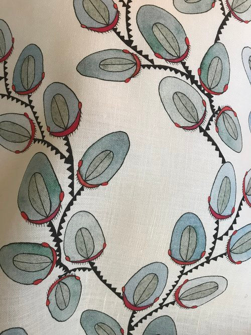 Celadon/Scarlet on Heavy Oyster Venus Fabric – 53" Wide | Supply Showroom