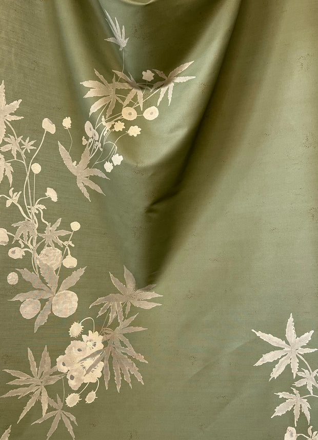 Stickybana Olive Fabric – Linen/Cotton Blend Panel, 54" x 120"