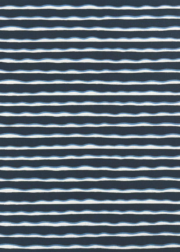 Indigo Leni Stripe Fabric – Medium Linen | Sold by the Yard