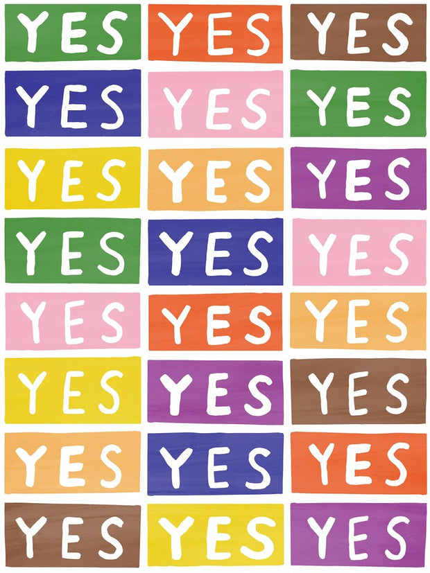 Rainbow on White Yes by Larry Yes Wallpaper – Half Drop Designer Roll ...
