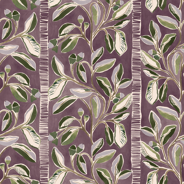 Aubergine Live Oak Wallpaper – Clay Coated Single Roll for Interiors