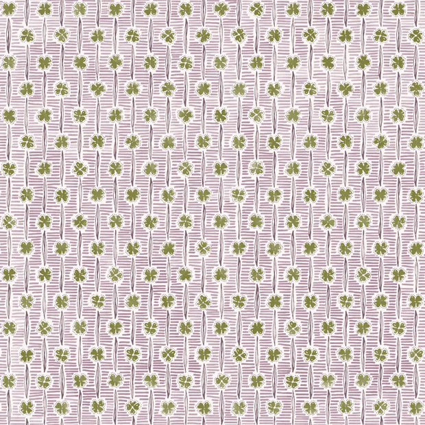 Lucky Olive/Lilac Wallpaper – Straight Match, 27" Trimmed Roll