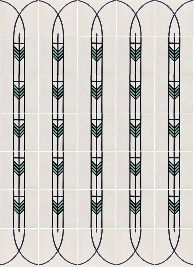 White/Black/Aqua - Tile