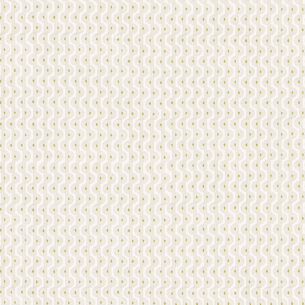 A wallpaper with a geometric pattern of snowflakes in beige and yellow colors.  Snowdrop Magnet Wallpaper – Non Woven Fibre | Sold by Yard | 5–7 Week