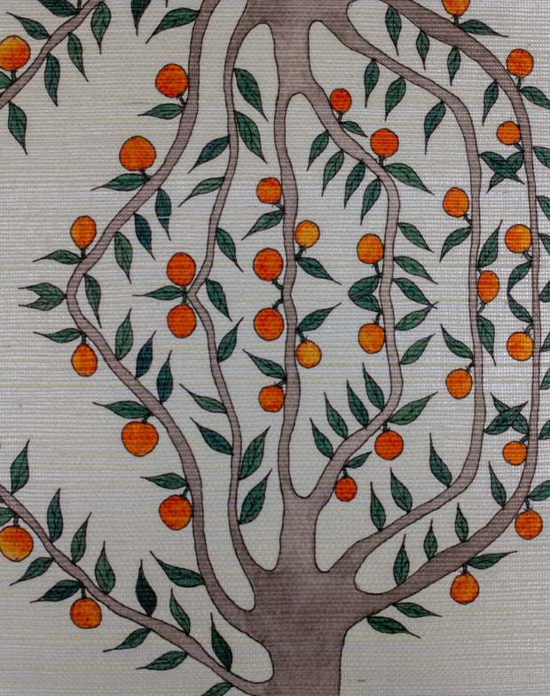Vermillion Wallpaper – Orange Grove | Pearlescent Grasscloth