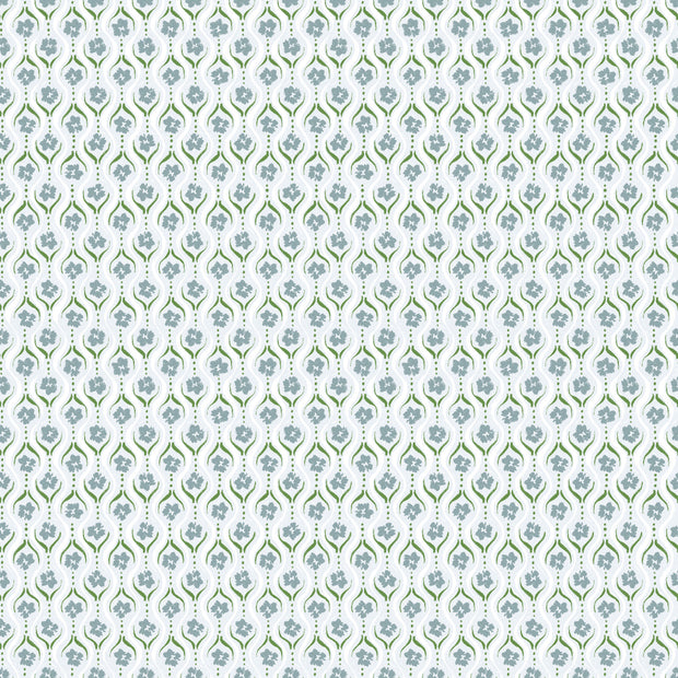 Sweet Bud Grass/Blue Wallpaper – Straight Match, 27" Trimmed Roll