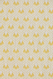 Mustard Ikat Heart Fabric – Cotton Linen, 140cm, 2.25"x3.6" Repeat