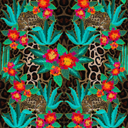 Scarlet Ocelot Lantana Linen Fabric - 54" Width, 27" x 35" Repeat | SupplyShowroom