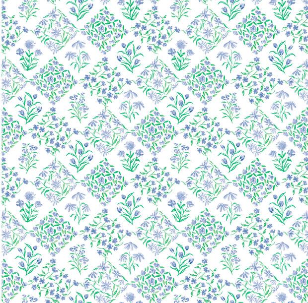 Violet Patchwork Floral Wallpaper – Elegant Clay Coated Wall Design