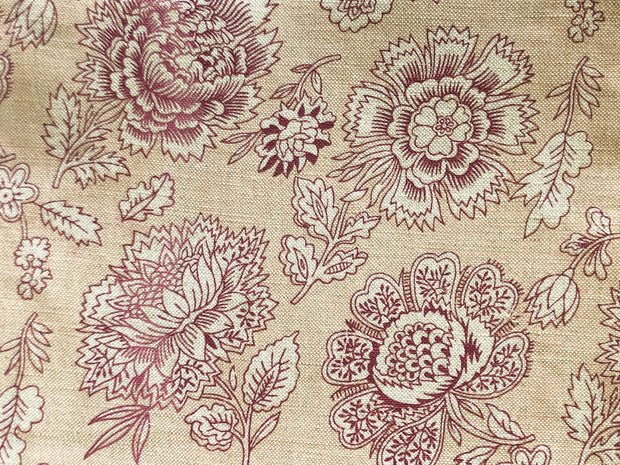 Oyster on Natural Peonies with Love Fabric - Cotton Linen Blend | Supply Showroom