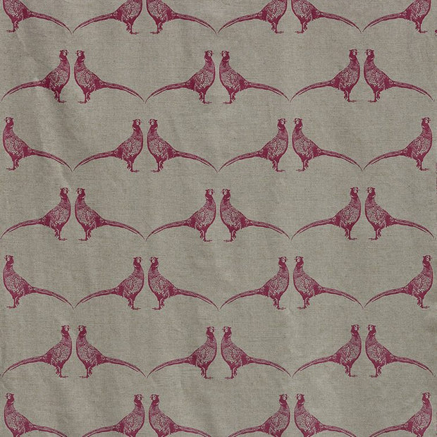 Pink on Natural - Pheasant - Linen Cotton Print Fabric | Supply Showroom
