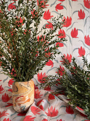 Vintage Red Wallpaper – Parrot Tulip | Pearlescent Grasscloth
