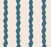  Day Blue Scroll Stripe Fabric – 100% Linen, 144cm Width