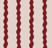Scroll Stripe Crimson Fabric – 100% Linen, 144 cm Width
