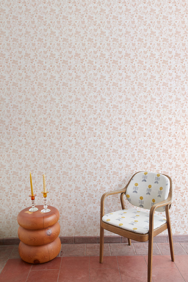 Blush Strawberries Wallpaper – Non Woven Fibre | Sold by Yard | 5–7 Week
