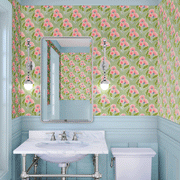 Green & Pink Wallpaper by Thistle | 27” Clay Coated Single Roll