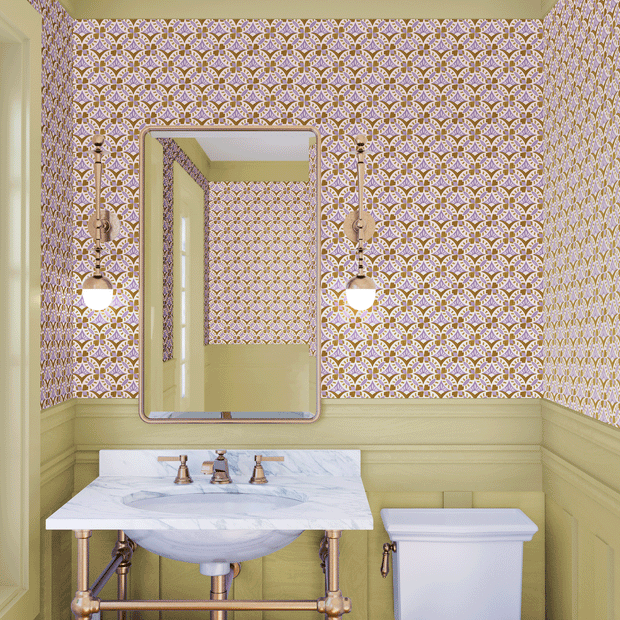 Dijon & Lilac Wallpaper by Tiles | 27” Clay Coated Single Roll