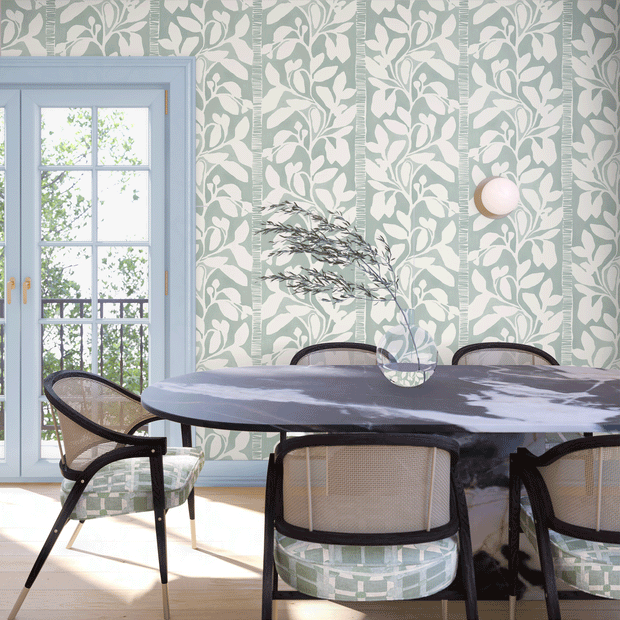 Sage Live Oak Shadow Wallpaper – Straight Match, 27" Clay-Coated WP