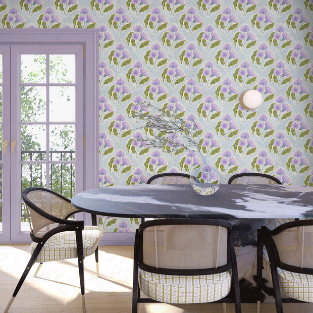 Sky & Lilac Wallpaper by Thistle | 27” Clay Coated Single Roll