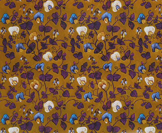 Copper Sweet Pea Wallpaper – Sold by Yard | 6–8 Week Lead Time