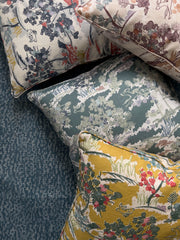 Jadeite La Poursuite Fabric – 100% Linen, 56" Width, 13.5" x 25.4" Repeat, Half Drop Match