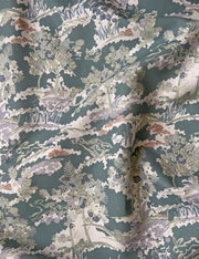 Jadeite La Poursuite Fabric – 100% Linen, 56" Width, 13.5" x 25.4" Repeat, Half Drop Match