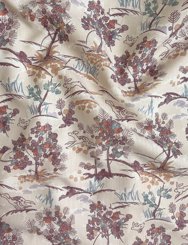 Naturale La Poursuite Fabric – 100% Linen, 56" Width, 13.5" x 25.4" Repeat, Half Drop Match